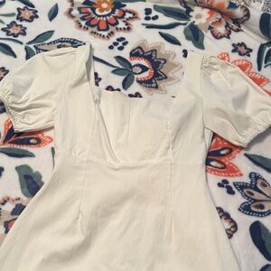 Altar'd State White Dress with Puff Sleeves